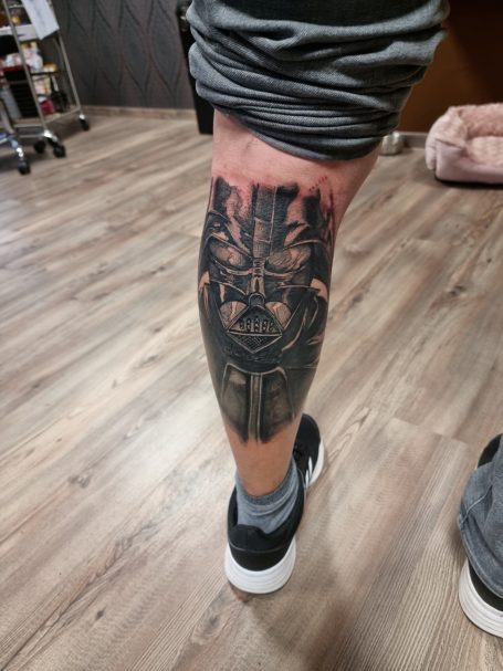 Coverup Darth Vader Starwars Tattoo star wars Calf Wade